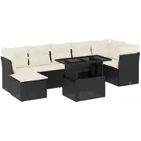 vidaXL 8-delige Loungeset met kussens poly rattan zwart