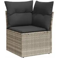 vidaXL 10-delige Loungeset met kussens poly rattan lichtgrijs