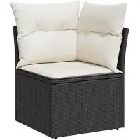 vidaXL 9-delige tuinmeubelset met kussens, zwart, polyrotan