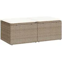 vidaXL 2-delige tuinmeubelset met kussens, beige, polyrotan, acaciahout