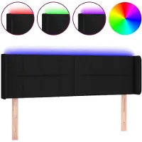 vidaXL Hoofdbord LED 147x16x78/88 cm stof zwart