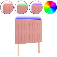 vidaXL Hoofdbord LED 90x5x118/128 cm fluweel roze