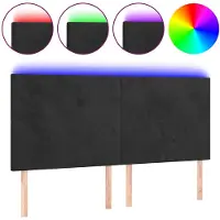 vidaXL Hoofdbord LED 180x5x118/128 cm fluweel zwart