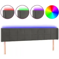 vidaXL Hoofdbord LED 203x16x78/88 cm fluweel donkergrijs