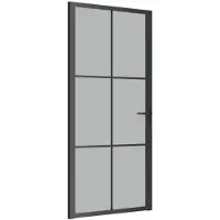 vidaXL Binnendeur 93x201,5 cm matglas en aluminium zwart