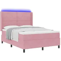 vidaXL Boxspring bed met hoofdeinde Roze 140 x 190 cm Fluweel