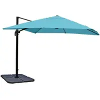 Mendler Gastronomie-scherm met pergola, model HWC-A96, zonnescherm, 3x4 meter (diameter 5 meter), polyester/aluminium, 26 kg, turkois, inclusief standaard, draaibaar