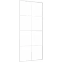 vidaXL Schuifdeur 90x205 cm ESG-glas en aluminium wit