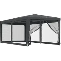vidaXL Partytent met 6 mesh zijwanden 3x6 m HDPE antracietkleurig
