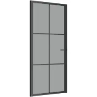 vidaXL Binnendeur 93x201,5 cm ESG-glas en aluminium zwart