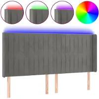 vidaXL Hoofdbord LED 163x16x118/128 cm fluweel lichtgrijs