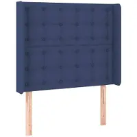 vidaXL Hoofdbord met randen 83x16x118/128 cm stof blauw