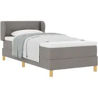 vidaXL Boxspring bed met hoofdeinde Taupe 90 x 200 cm Stof