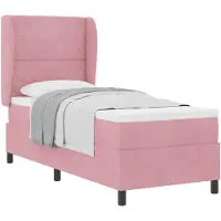 vidaXL Boxspringbed met matras en hoofdeinde, roze, 80 x 200 cm, fluweel