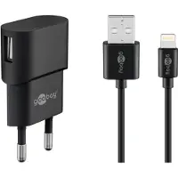 Goobay USB lader | 5W | incl. Lightning kabel | zwart | 1 meter