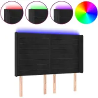 vidaXL Hoofdbord LED 147x16x118/128 cm fluweel zwart
