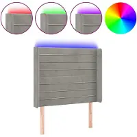 vidaXL Hoofdbord LED 83x16x118/128 cm fluweel lichtgrijs