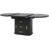 OKWISH Eettafel Uittrekbaar Met Opbergruimte 118 Tot 158×118×77 Cm 6 Personen Hefmechanisme MDF Zwart