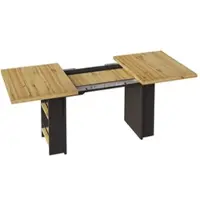 STILVORA Eettafel Met Uitschuifbaar Blad En Opbergrekken - Flexibel Voor Keuken En Woonkamer - MDF - Natuurlijk Houtkleurig - 120-160x80x75 Cm