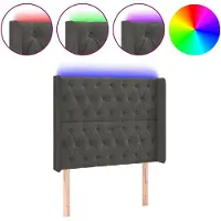 vidaXL Hoofdbord LED 93x16x118/128 cm fluweel donkergrijs