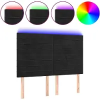 vidaXL Hoofdbord LED 144x5x118/128 cm fluweel zwart