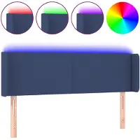 vidaXL Hoofdbord LED 147x16x78/88 cm stof blauw