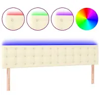 vidaXL Hoofdbord LED 200x5x78/88 cm kunstleer crèmekleurig