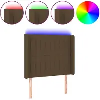 vidaXL Hoofdbord LED 93x16x118/128 cm stof donkerbruin