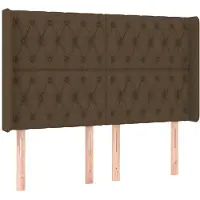 vidaXL Hoofdbord met randen 147x16x118/128 cm stof donkerbruin