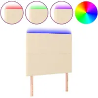 vidaXL Hoofdbord LED 90x5x118/128 cm stof crèmekleurig