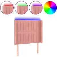 vidaXL Hoofdbord LED 83x16x118/128 cm fluweel roze