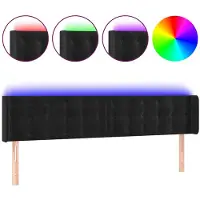 vidaXL Hoofdbord LED 163x16x78/88 cm fluweel zwart