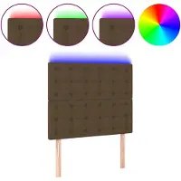 vidaXL Hoofdbord LED 100x5x118/128 cm stof donkerbruin