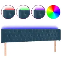 vidaXL Hoofdbord LED 203x16x78/88 cm fluweel donkerblauw