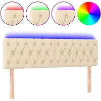 vidaXL Hoofdbord LED 144x7x78/88 cm stof crèmekleurig