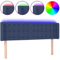 vidaXL Hoofdbord LED 147x16x78/88 cm stof blauw