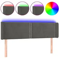 vidaXL Hoofdbord LED 147x16x78/88 cm fluweel donkergrijs