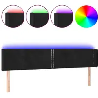 vidaXL Hoofdbord LED 203x16x78/88 cm fluweel zwart