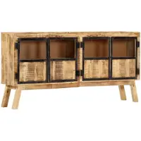 vidaXL Dressoir 160x30x80 cm massief ruw mangohout bruin en zwart