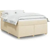 vidaXL Boxspring met matras stof crèmekleurig 160x200 cm