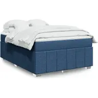 vidaXL Boxspring met matras stof blauw 160x200 cm