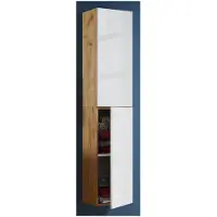 VCM VCB11 kolomkast hoog met 2 deuren, honing eik decor,wit.