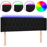 vidaXL Hoofdbord LED 147x16x78/88 cm stof zwart