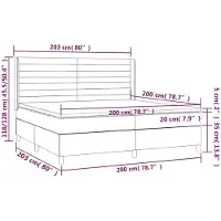vidaXL Boxspring met matras stof donkergrijs 200x200 cm