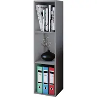 VCM Mendas wandkast , CD-meubel 3 vakken Grijs.