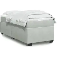 vidaXL Boxspring met matras fluweel lichtgrijs 100x200 cm