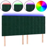 vidaXL Hoofdbord LED 160x5x118/128 cm fluweel donkergroen