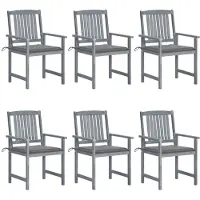 vidaXL Tuinstoelen met kussens, 6 stuks. Massief acaciahout, grijs