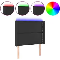 vidaXL Hoofdbord LED 93x16x118/128 cm kunstleer zwart
