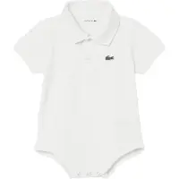 Lacoste Romper s/s - Pique - Wit m. Logo - - 6 mnd - Rompers Korte Mouw